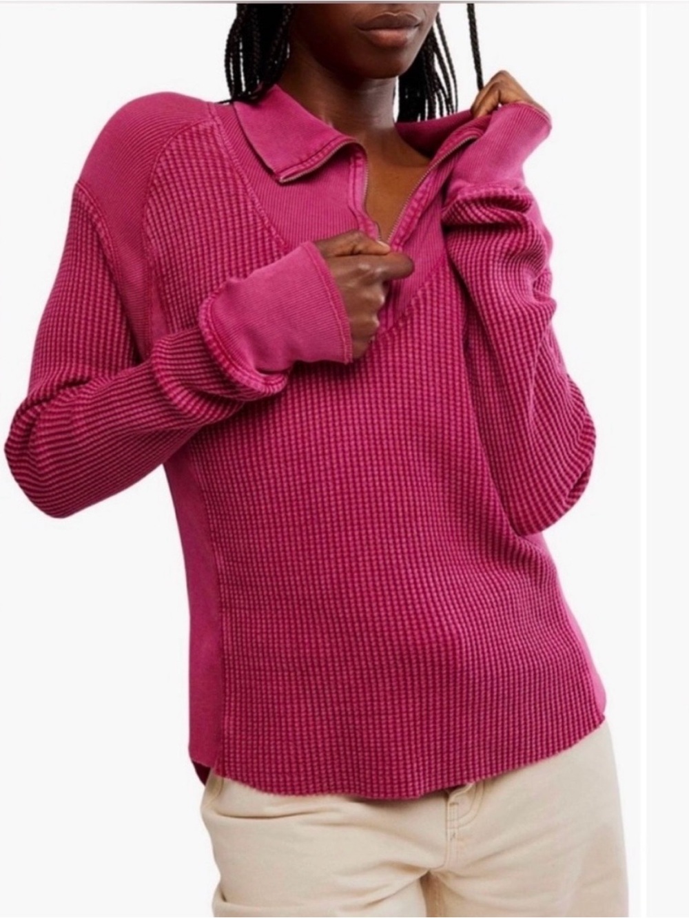 free people ashton zip thermal purple